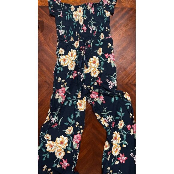 Xhilaration Pants - Xhilaration women's Floral blue and pink Jumpsuit size leggings‎ size medium